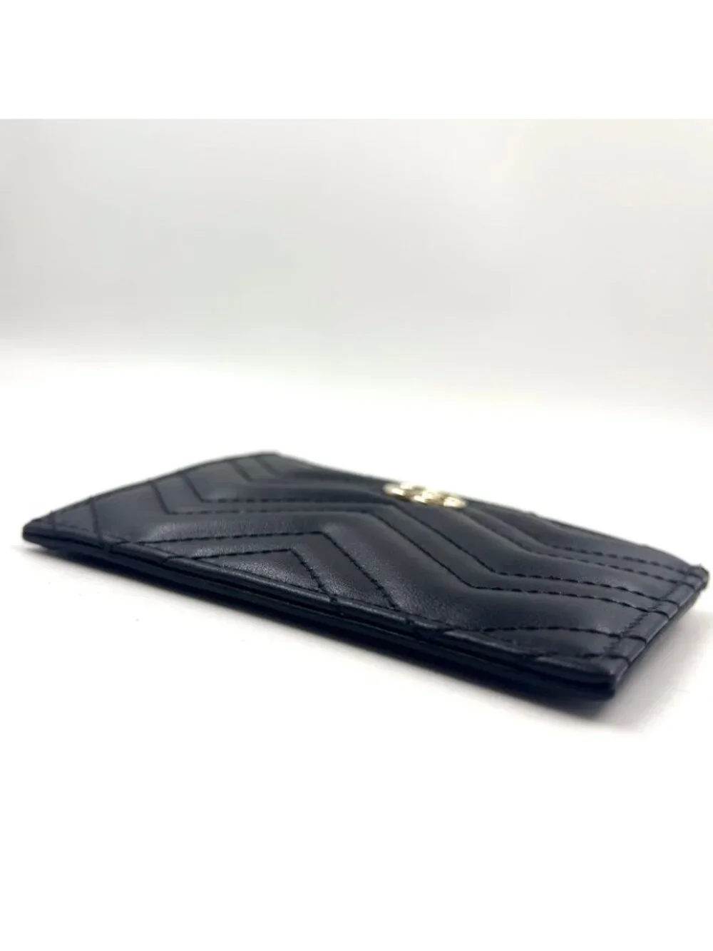 Gucci GG Marmont Leather Black Coin Case Gold With